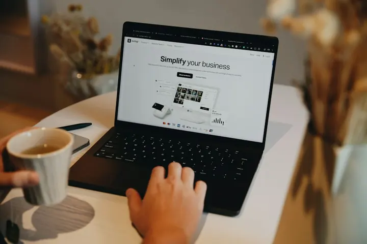 Laptop showing small-business accounting software