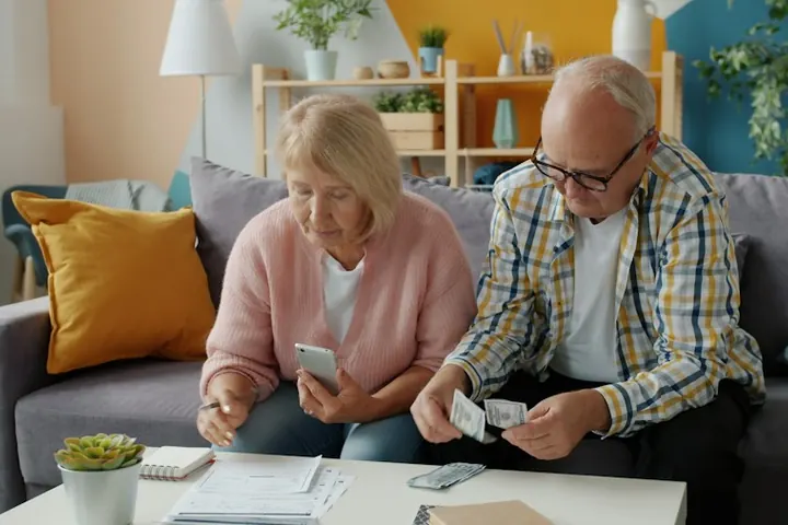 Couple reviewing their finances at home